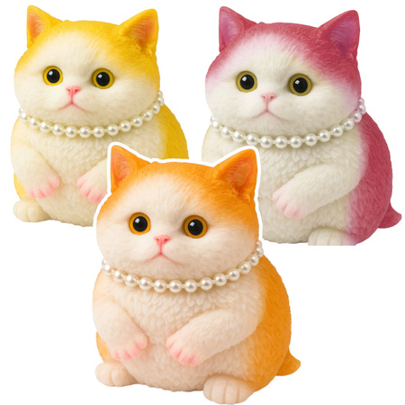 Sensory Squishy Soft Kitten with Pearls Decoration 15cm Mix