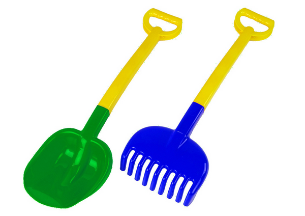 Kinder-Garten-Schubkarre, Schaufel, Rechen, buntes Set 3 pcs.