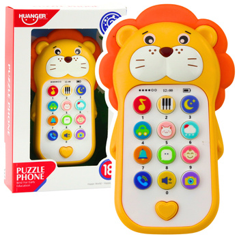Interactive Educational Phone for Toddlers Sounds Melodies Yellow Lion