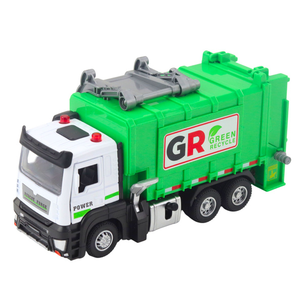 Śmieciarka Z Napędem 4 Pojemniki Na Śmieci Światła Dźwięki Zielona