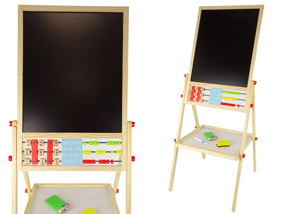 Wooden education board 2in1 Magnetic-chalkboard + Accessories Counting Table Multiplication Alphabet
