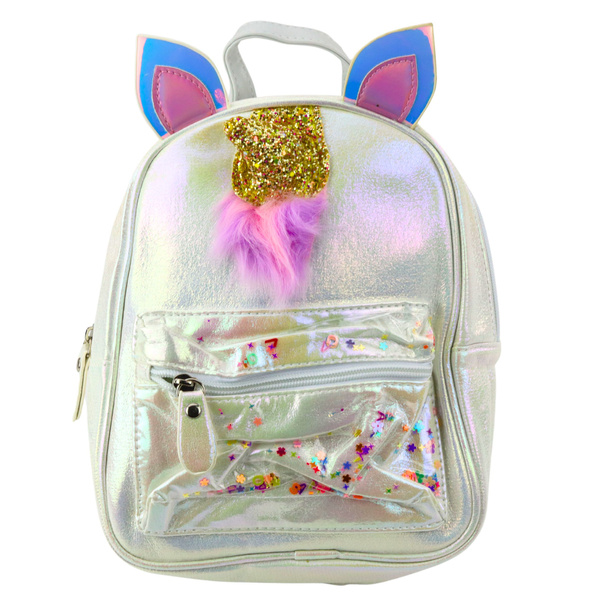 Kinderrucksack mit Einhornhorn, bewegliche Konfetti-Perle, 25 cm, 4,5 l