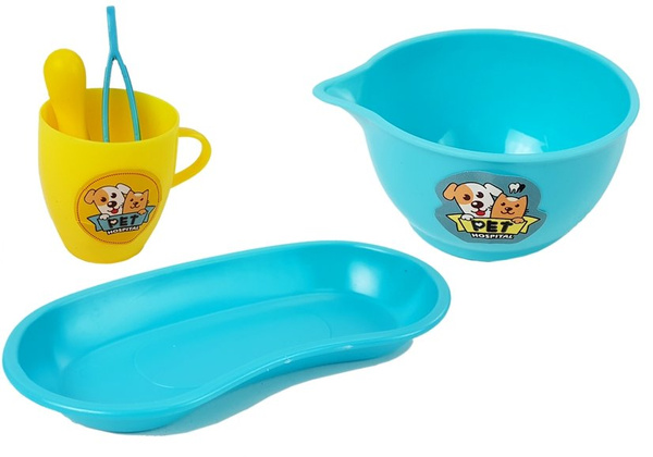 Kleiner Doktor Kit Hund des Zahnarztes. Zahnbürste. Gepresste Zahnpasta.