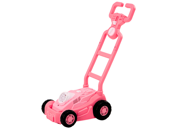 Seifenblasenmaschine zum Aufsitzen für Rasenmäher mit rosa Griff