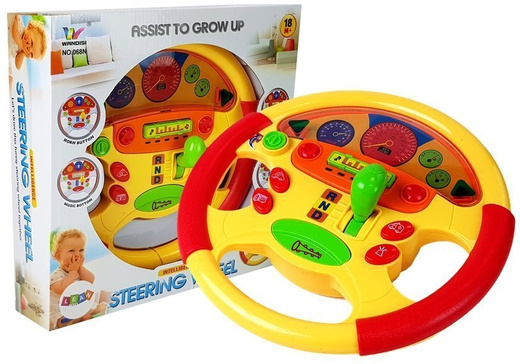 Educational steering wheel for a baby. Sound and Light Effects