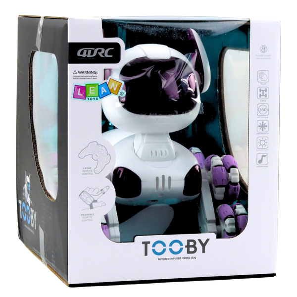 TOOBY Robot Dog Remote Controlled RC 360° Lights Sounds White and Purple