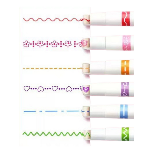 Set Markierungsstifte, Muster, Dekomuster, bunt, 6-tlg
