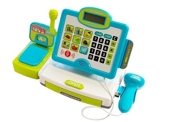 Children's cash register Blue with a basket