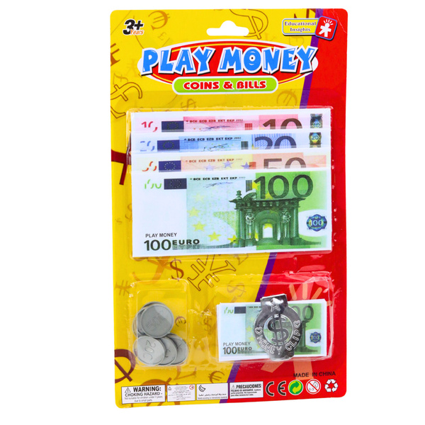 Set of Toy Money Euro Banknotes Coins Euro Pendant