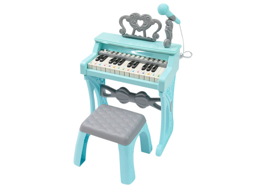 Elektrische Pianino-Orgel Blau mit Stuhl 25 Tasten