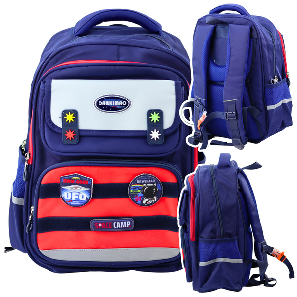 Kinder Schulrucksack Brustgurt Marineblau Rot Space 20L 38cm