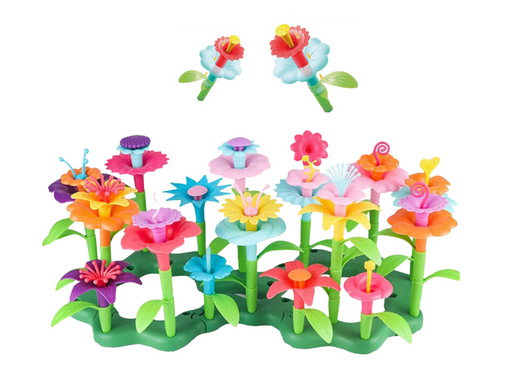 Bauklötze in einem Buchsbaum mit Blumen 139 Elemente