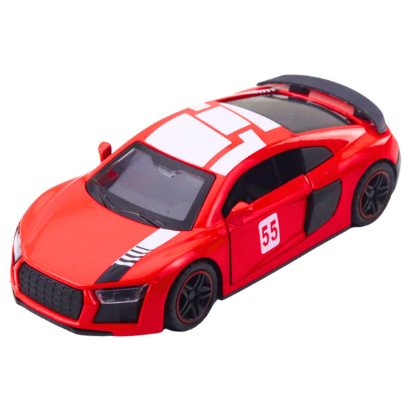 Sports Car Metal Pull Back Lights Sounds Red 1:43