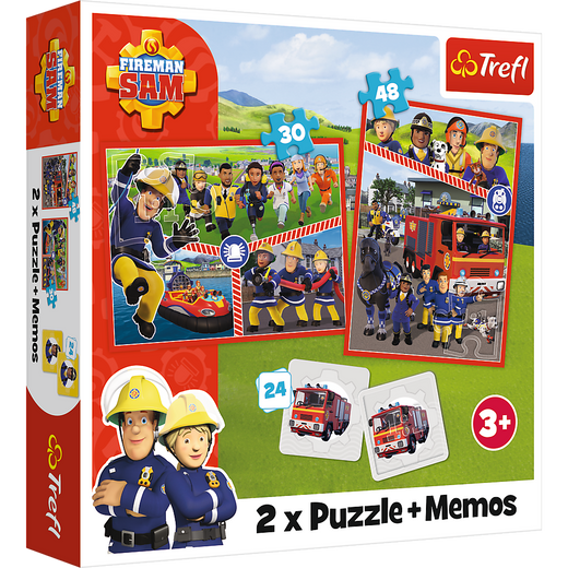 Puzzle - 2in1 + Memos - Feuerwehrmann Sams Team Trefl 93334