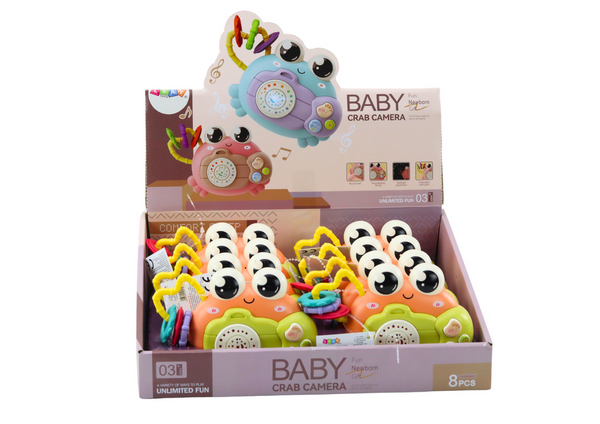 Rasselprojektor mit Krabbenkamera, batteriebetrieben, Geräusche orange