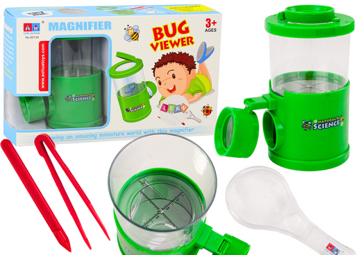 Set for Observing and Catching Insects, Magnifying Glass, Educational Jar