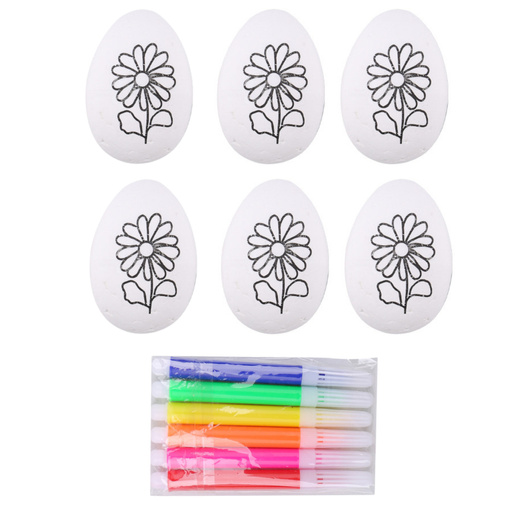 Easter Styrofoam Eggs For Painting Markers Flower Pattern D 6pcs
