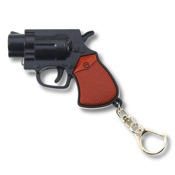 Mini-Pistolen-Revolver-Schlüsselanhänger mit LED-Licht und Laser 6,5 cm