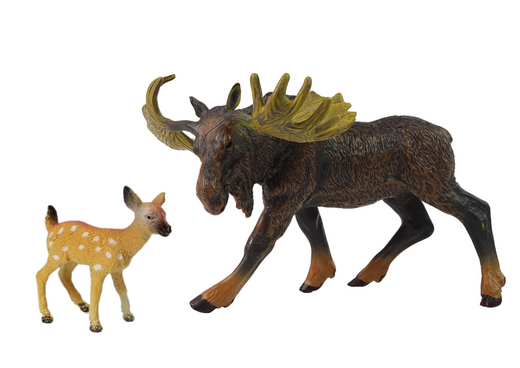 Set of 2 Elk and young deer figures Forest Animals