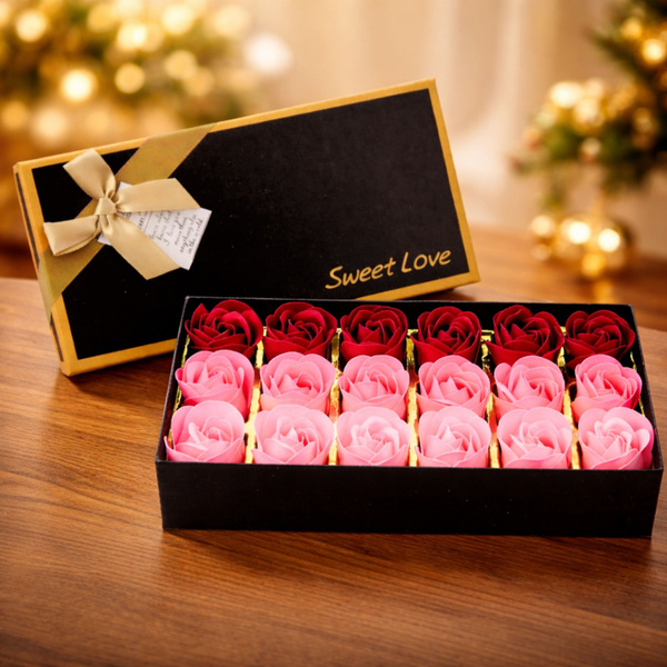 Flower Box Eternal Fragrant Roses Flowers in a Box Pink Red 18 pcs.