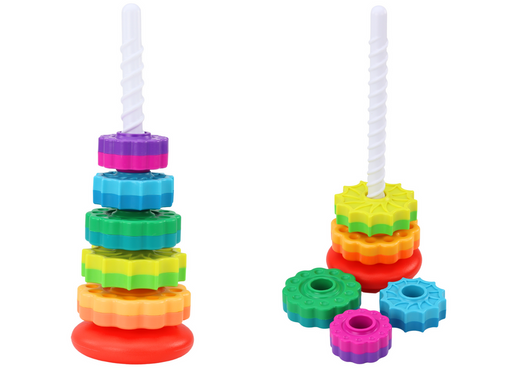 Rotating Pyramid Tower Sorter Rainbow Puzzle 36cm 6 El.