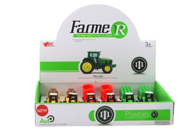 Traktor mit Anhänger, Bagger, Bulldozer, drei Farben