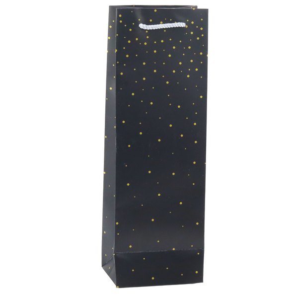 Wine Bottle Paper Gift Bag Gold Dots 35 x 12 x 9 cm