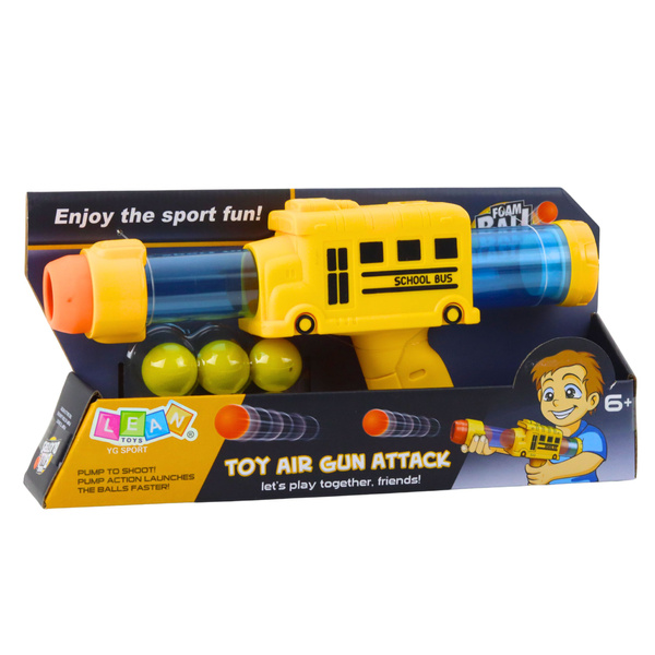 Soft Foam Ball Gun School Bus Yellow 6 pcs.