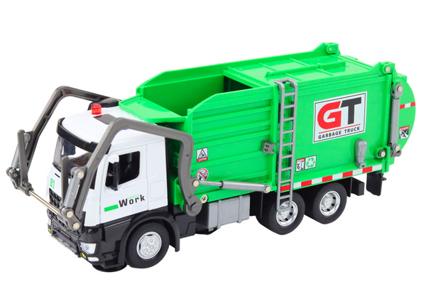 Multifunctional Green Metal Garbage Truck with Friction Drive and Colorful Baskets