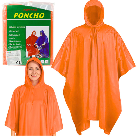 Reusable Raincoat Orange 132 x 203 cm