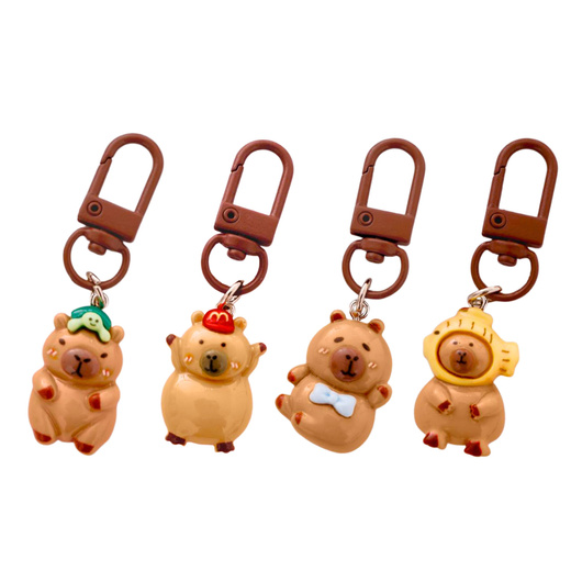 Set mit Mini-Capybara-Schlüsselanhängern, Figuren, Schlüsseldekorationen, 4 Stück.
