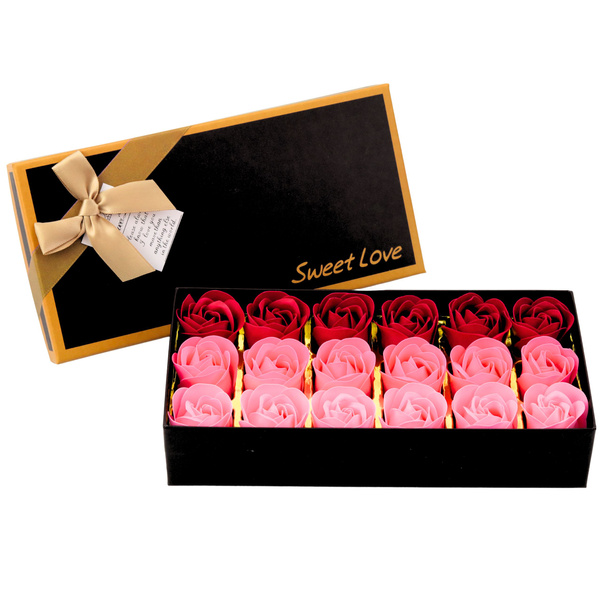 Flower Box Eternal Fragrant Roses Flowers in a Box Pink Red 18 pcs.