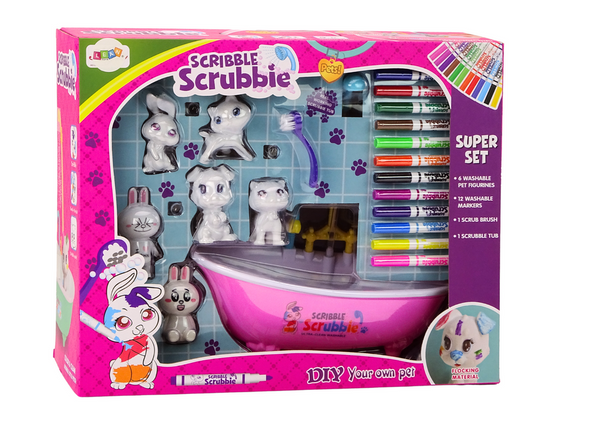 Set zum Malen und Baden von Tieren, Badewannenmarkierungen, Rosa