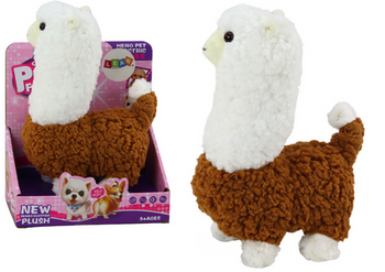 Llama Interactive Pet Brown Alpaca Walks Game 23 cm