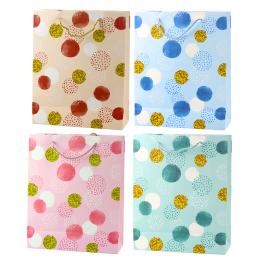 Gift Bag Dot Pattern Gold Pastel 32 × 26 × 10 cm