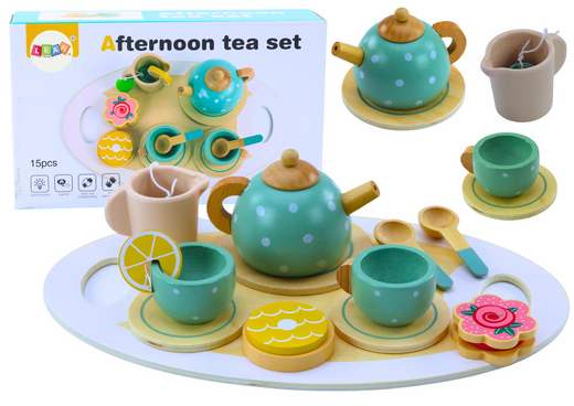 Tea Coffee Set for Children Wooden 15 Pieces