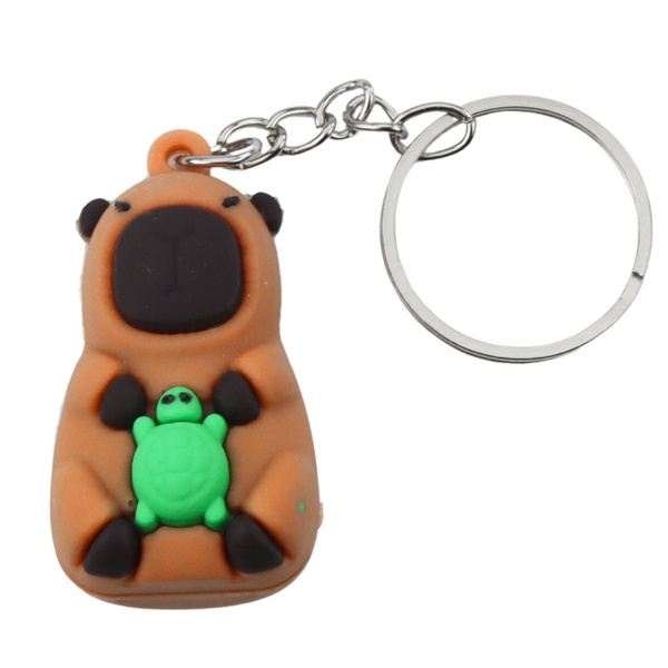 Capybara Schlüsselanhänger mit Schildkrötenkamera im Badewannenkreis-Mix