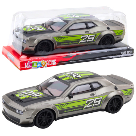 Rear-wheel drive sports racing car silver green