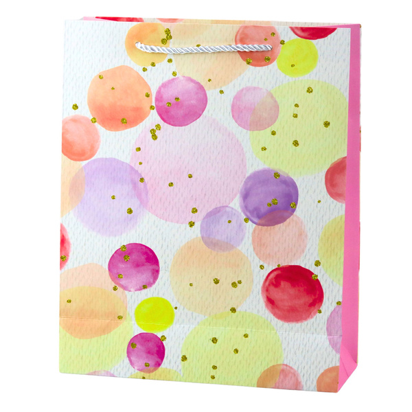 Geschenktüte mit Aquarell-Patel-Punkten, 32 × 26 × 10 cm