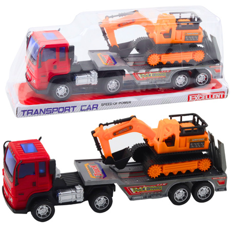 Set: LKW, Abschleppwagen, Sattelauflieger, Raupenbagger