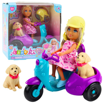 Ankiki Mini Doll on a Three-Wheeled Scooter Dog Set