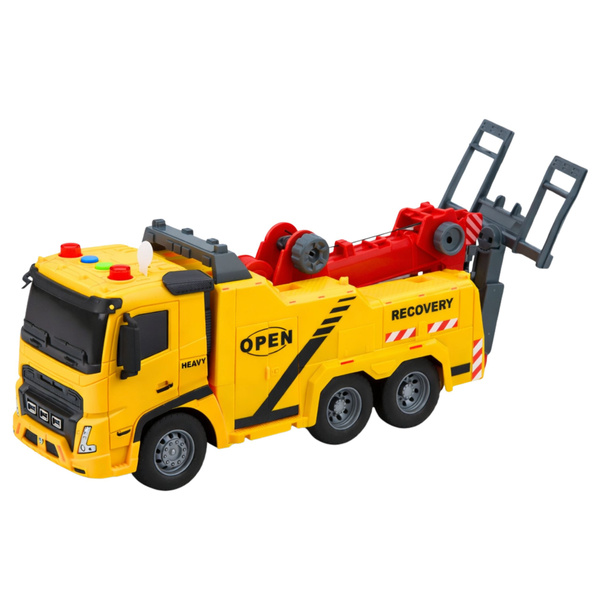 Car Tow Truck Roadside Assistance Hook Platform Lights Sounds 1:16