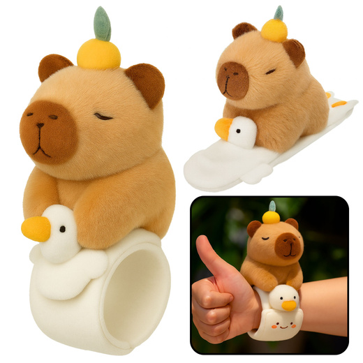 Plush Self-tightening Wristband Goose with Capybara