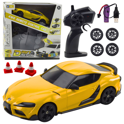 Drift Sports Car Interchangeable Wheels Remote Controlled RC 4WD Yellow