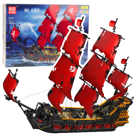 Construction Bricks Pirate Ship Red Sails 3139 pcs.