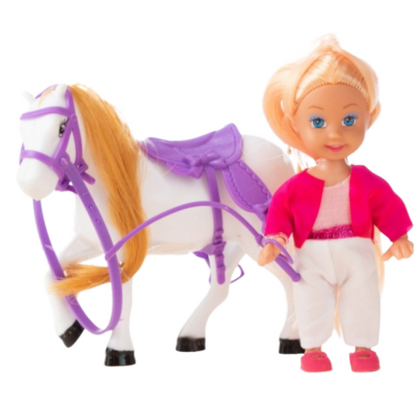 Mini Doll Set With Horse Riding Costume Saddle