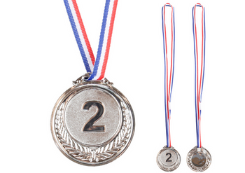 Silbermedaille, Trophäe für den zweiten Platz, Zink, 6,5 cm