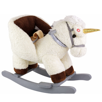 Unicorn Rocking Horse Rocker for Toddlers White Beige