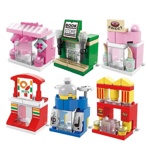 Mini Street Construction Blocks 6in1 Town Shops Buildings 137 pcs.