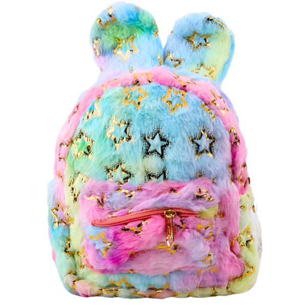 Plush Backpack Ears Gold Stars Children's Colorful 24cm